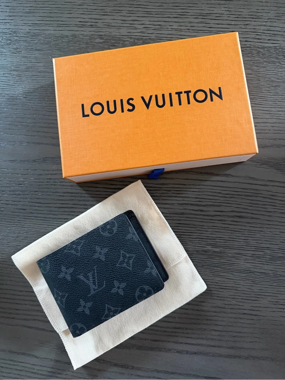 Louis Vuitton Black Monogram Compact Money Clip Wallet